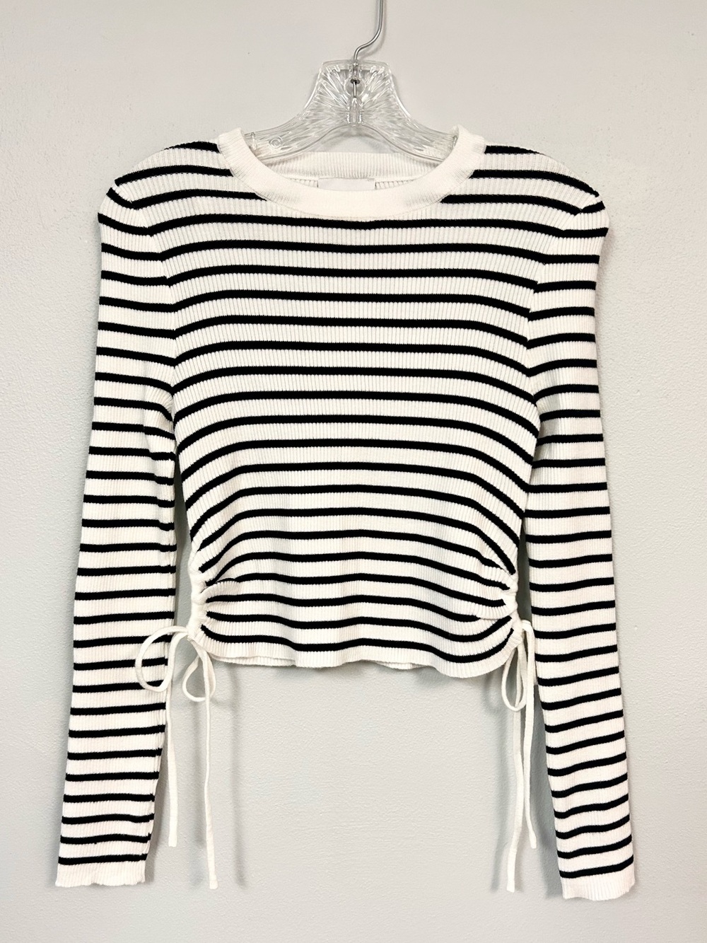 PINK ROSE 🚓 NWT Ribbed Striped Soft Sweater with Ties - Size S